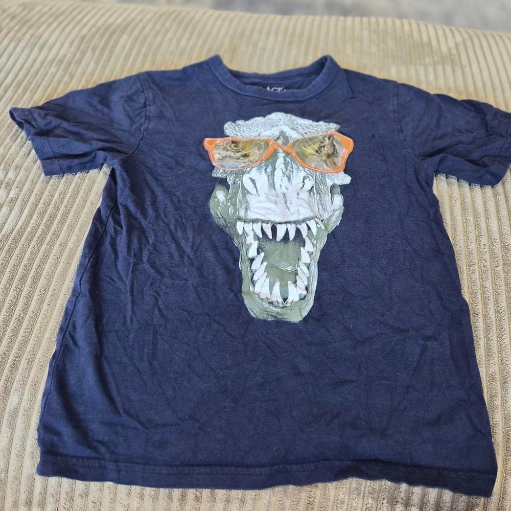 The Children's Place Boys T-Rex Dinosaur Graphic Tee Navy Size 5/6